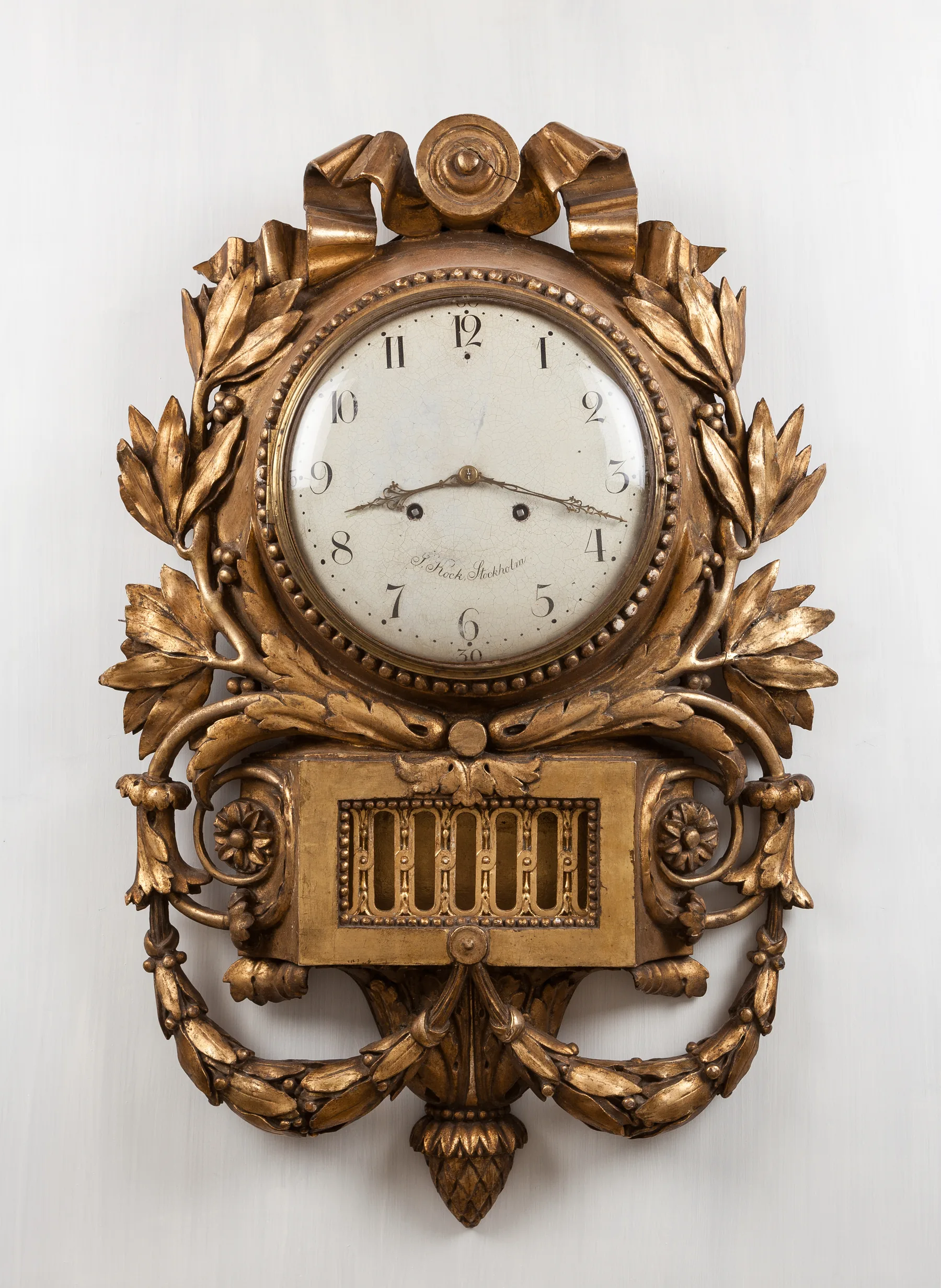 Gilded antique pendulum clock